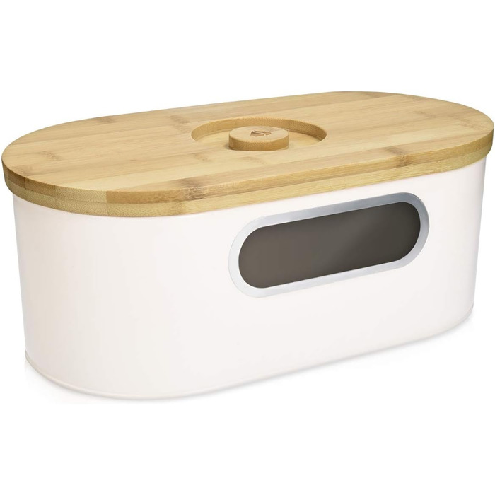 Хлебница с деревянной крышкой, кремовая Navaris