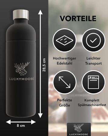 Пляшка для апаратів газування води 1,25 л, набір 2 предмети, чорний Luckymoose