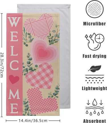 Різдвяні кухонні рушники Kwlegh, рушник для рук, різдвяна ялинка, цукерка-тростина, сніжинка, рушник для пальців, набір з 2 шт. , милий чоловічий банний рушник, високопоглинаючі рушники, 36 x (серце з евкаліптом)