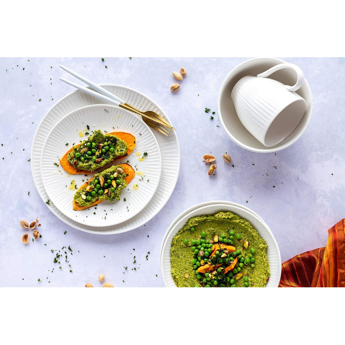 Обеденный сервиз на 6 персон из высококачественного гостиничного фарфора белого цвета, набор тарелок из 12 предметов в винтажном дизайне, набор прочных фарфоровых тарелок 12 шт., 931461 Dalia