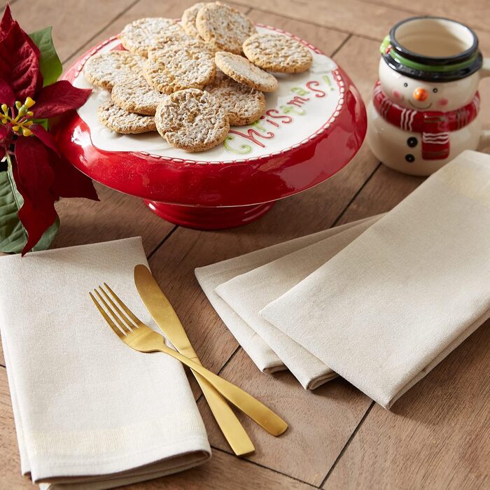 Набір декоративних кухонних рушників DII для різдвяних рушників, металеві, бавовна, 18x28, 3 18x28 дюйма (50,8 x 50,8 см (набір з 6 шт. ), золотисті металеві смужки)