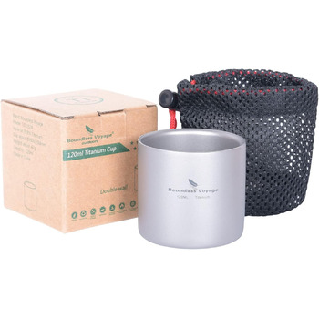 Титанова кружка iBasingo Відкритий кемпінг Складна дорожня кружка 4 в 1 120 мл 180 мл 300 мл 450 мл ізольована чашка з подвійними стінками Посуд для кавових напоїв Легкий посуд для щоденних походів Ti3032D (чашка 120 мл-TI3027D)