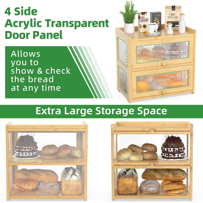 Дворівнева бамбукова хлібниця 41 x 25 x 40 см BAMBANG