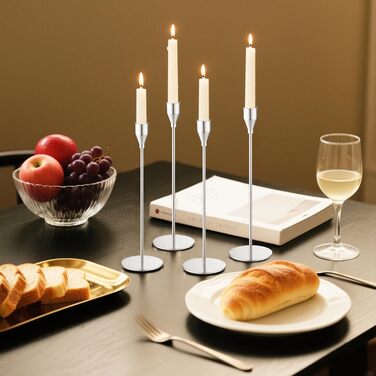 Металеві свічники із 6 предметів, 33/28/23 см, срібний LIAILA