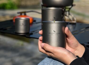 Титанова кружка Відкритий кемпінг Складна дорожня кружка 4 в 1 120 мл 180 мл 300 мл 450 мл ізольована чашка з подвійними стінками Посуд для кавових напоїв Легкий посуд для щоденних походів Ti3032D (120 мл 180 мл 300 мл набір чашок-TI3031D)