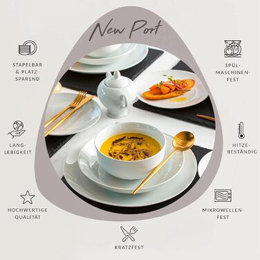 Столовий сервіз, білий, порцеляна 24 шт. на 6 персон Sänger New Port