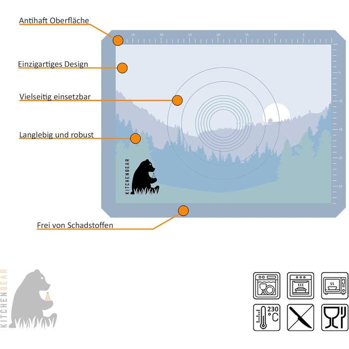 Силіконовий килимок для випічки 43 х 33 см Kitchenbear