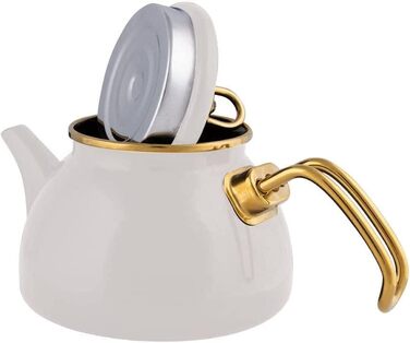 Набір емальованих чайників Karaca Retro, турецький набір чайників, чайник, індукційний сейф, крем 2.3 літра