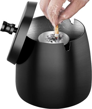 Попільничка з кришкою чорний MOKHT