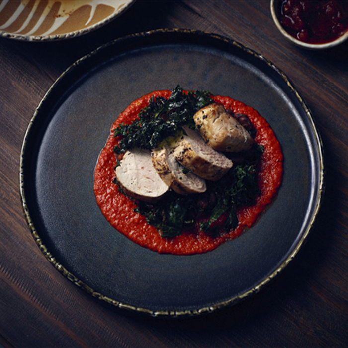 Презентаційна тарілка з бортиком 26*h 2 см, Terra Porcelain Roko Cinder Black, GenWare