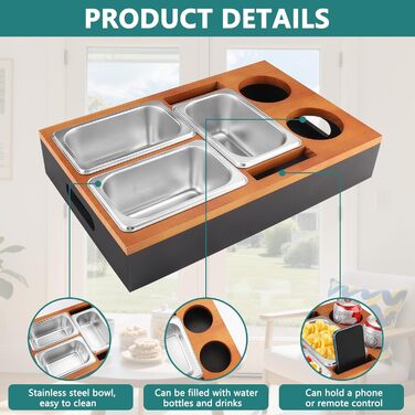 Снек-бокс з 3 мисками для снеків, 2 підставками для чашок та тримачем для мобільного телефону, чорний Foydream