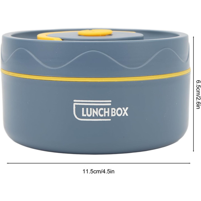 Термоконтейнер Tissting з ручкою, контейнер для гарячого обіду на 420 мл, коробка для обіду Bento, двошаровий портативний термоконтейнер круглої форми з нержавіючої сталі 304 (теплоізоляційна модель синій)