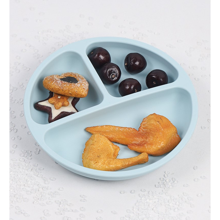 Набір дитячого посуду із силікону 9 предметів, сірий Hoidokly