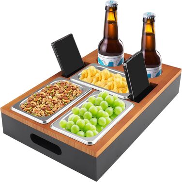 Снек-бокс з 3 мисками для снеків, 2 підставками для чашок та тримачем для мобільного телефону, чорний Foydream