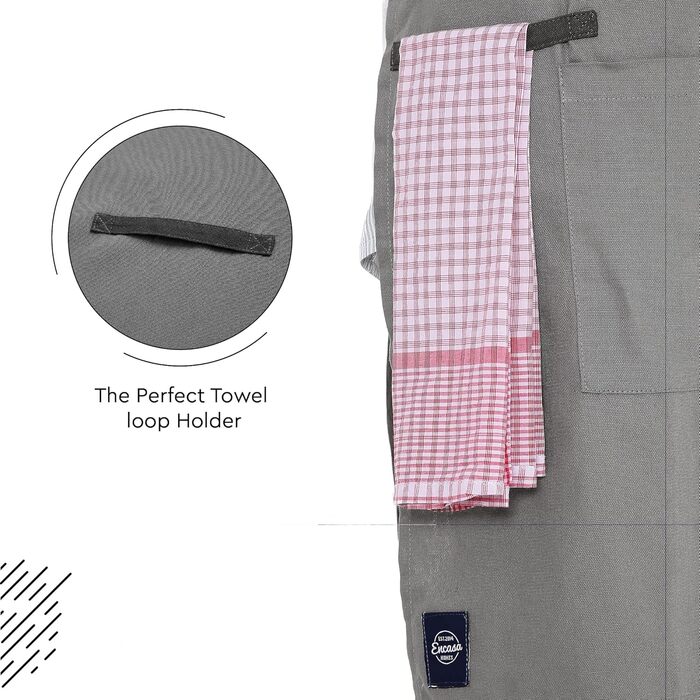 Регульований кухонний фартух з кишенями 68 x 85 см сірий Encasa XO