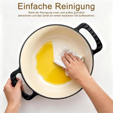 Чавунна жаровня 5,7 л з кришкою 28 см, чорна LEADZM