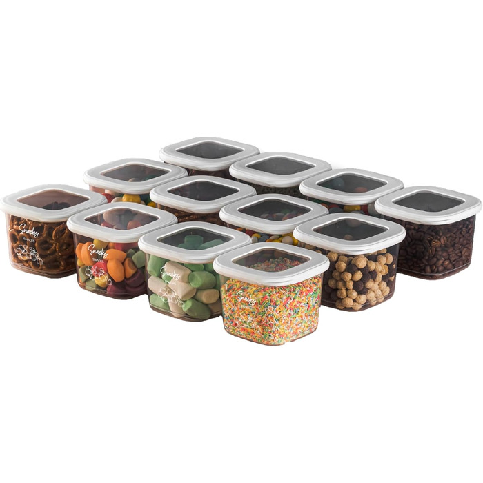 Банки для хранения с герметичными крышками Набор из 24 контейнеров для хранения БЕЗ БИСФЕНОЛА А Для мюсли, хранения муки и сахара Практичный кухонный ящик для хранения всех продуктов (набор из 12 белых 550 мл)