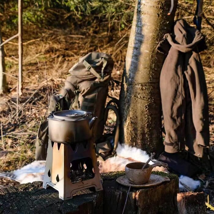 Титановая дровяная печь с кронштейном iBasingo