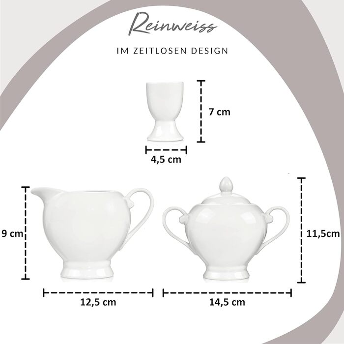 Набір порцелянового посуду на 12 персон, 86 предметів, білий New Port Sänger