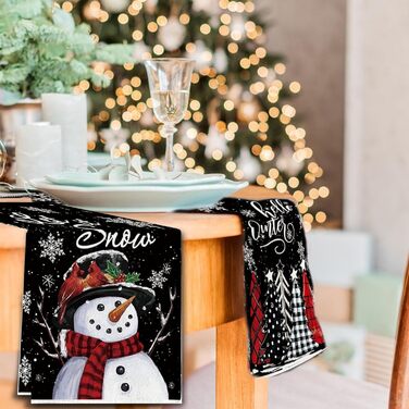 Набір з 2 різдвяних кухонний рушників 43 x 66 см, чорний YUNHENTONG