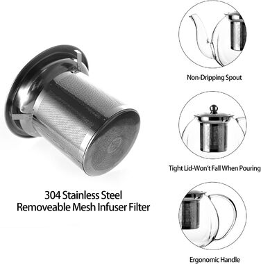 Чайник 1 л зі змінним ситечком з нержавіючої сталі Vzaahu