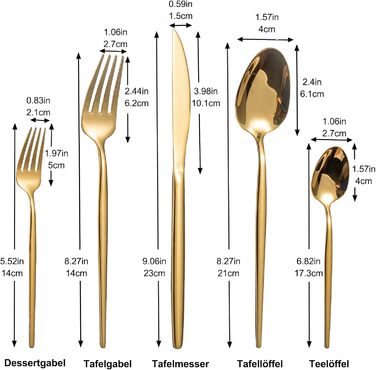 Набір столових приборів на 6 персон, набір 30 предметів, золотистий LAZAHOME
