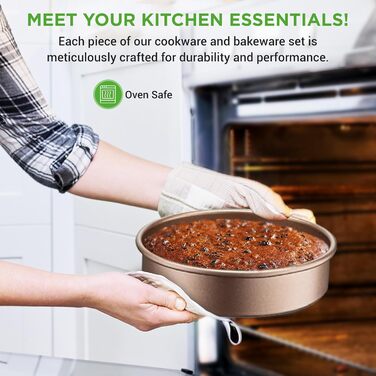 Набір посуду NutriChef з 20 предметів з антипригарним покриттям каструля, сковорідка та посуд для випікання набір посуду без ПФОК/ПФОС для газових, електричних, керамічних та індукційних варильних поверхонь включає сковорідки, каструлі, деко, форму для хл