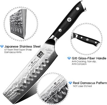 Поварской нож накири 16,5 см, дамасская сталь PRO SHAN ZU