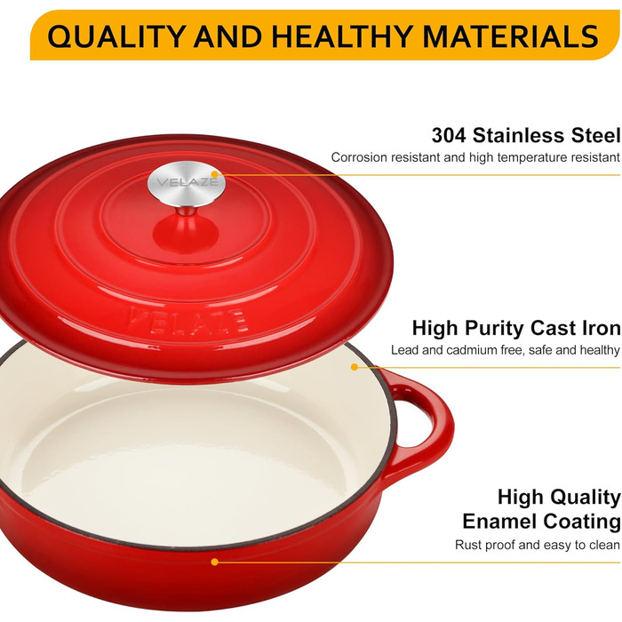 Чугунная кастрюля для выпечки хлеба 28 см, 3.5 л. Velaze