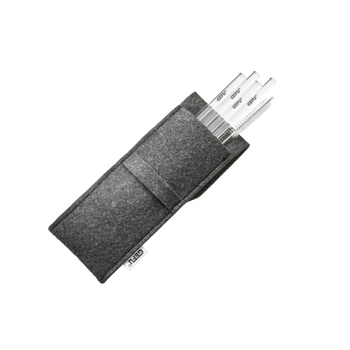 Набір трубочок для коктейлю 18 см, прозорі, 4 предмети у чохлі Future Gefu