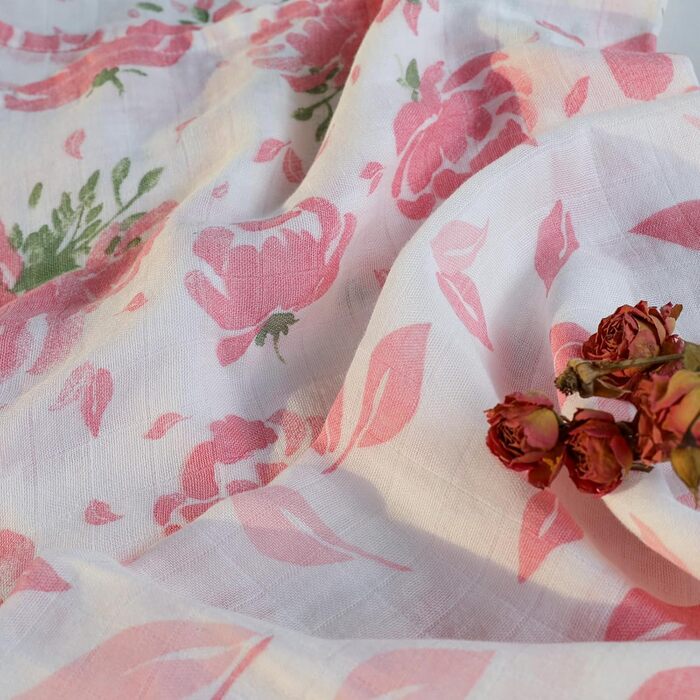 Муслінові серветки GLLQUEN для немовлят, 6 шт. бавовняних серветок для відрижки, 70 см x 70 см, абсорбуючі та дихаючі, ідеально підходять для очищення, витирання та покриття новонароджених (квітка, 3 шт.)