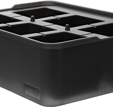 Силіконовий льодогенератор Lurch ICE FORMER преміум-класу з кришкою на 20 кубиків льоду розміром 3 см, чорний, кубик 3 см (куб 5 см)