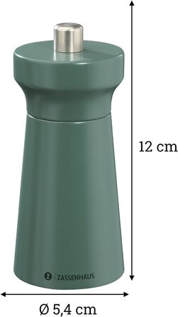 Пісок Zassenhaus WESTERLAND лакована деревина бука Головка млина з деревини бука з плавним регулюванням високопродуктивної керамічної шліфувальної машини Млин для спецій для солі 12 см, Ø 5,4 см (Pepper Mill, Deepforest)