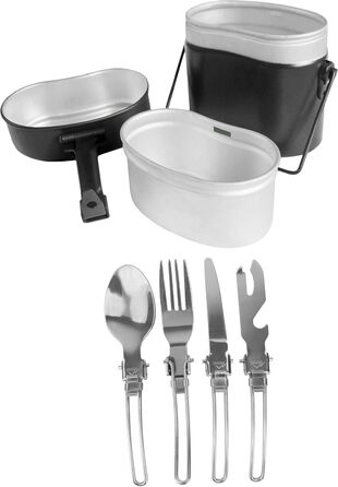 Набір похідного посуду для військових, 5 предметів, чорний Normani