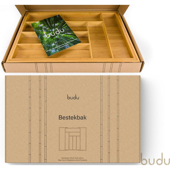 Лоток для столових приборів budu 47 (глибина 47 см) - Організатор для кухонних шухляд - Висувний - Організатор для кухонних шухляд (50 см, бамбук)