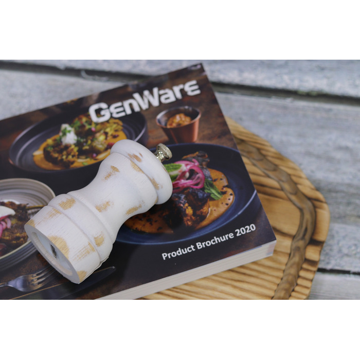 Мельница для соли и перца, 10 см,  белая деревянная, GenWare