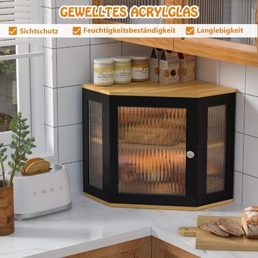 Хлібниця кутова бамбукова з 2 рівнями 32 x 32 x 35 см EXABANG