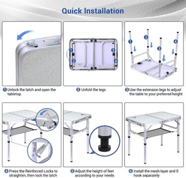 Складной кемпинговый стол с 2 уровнями высоты 60 х 40 см белый Sportneer