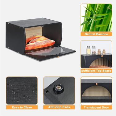 Хлібниця 39 х 23 х 21 см чорний Leader Accessories