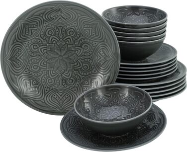 Набір тарілок на 6 персон, 18 предметів, Камінь Orient Mandala Creatable