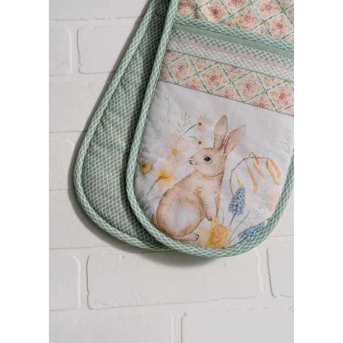 Рукавички для духовки Maison d&39 Hermine, Прихватки, 100 бавовна, термостійкі кухонні рукавички, рукавички для духовки (19 см x 33 см) та прихватки (20 см x 20 см) для приготування їжі, Морзін - Рукавички для духовки на День подяки/Різдво (19 x 33 см) та