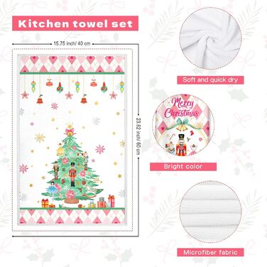 Набір з 2 різдвяних кухонних рушників 60 x 40 см Лускунчик Arquiel