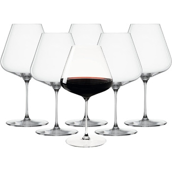Набір келихів для вина з 6 предметів, універсальні келихи, кришталеве скло, 550 мл, Definition, 1350101 (бордові келихи 960 мл)