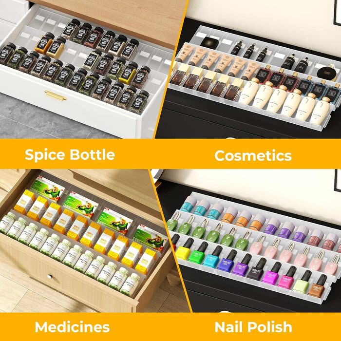 Органайзер для спецій пластиковий розсувний, 24 комірки, прозорий Famhap