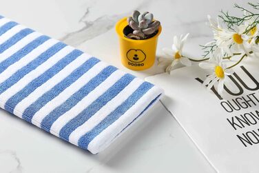 Набір з 8 кухонних рушників з мікрофібри, супервбираючих, мяких і товстих кухонних рушників, в клітинку з петлями для підвішування, 65 x 45 см, (синій)