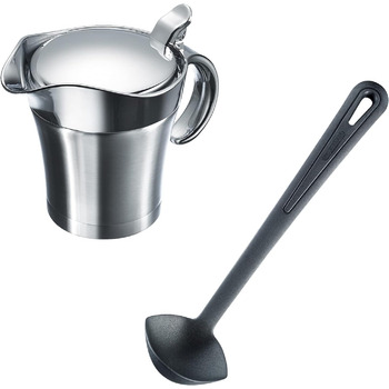 Набір соусів Westmark, 2 шт. и, 1 термосоусник з відкидною кришкою, 0,5 л 1 ополоник Ніжний, довжина 29 см, нержавіюча сталь/ABS/PP/PA, сріблястий/чорний, 622422E6 з ополоником