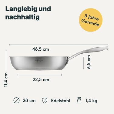 Набір сковорідок SILBERTHAL із 3 предметів - сковорідки з нержавіючої сталі - 20, 24 та 28 см - підходить для індукційних варильних поверхонь - придатний для використання в духовці до 400C та миття в посудомийній машині (з покриттям, комплект із 2 предмет