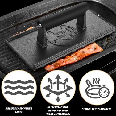 Г Розбивачка для бургерів з термостійкою ручкою Прес для бургерів, який можна мити в посудомийній машині Професійний прес для пиріжків ідеально підходить для смаження м&39яса на грилі Прес для бургерів Smash (чавунний прес для гриля), 839