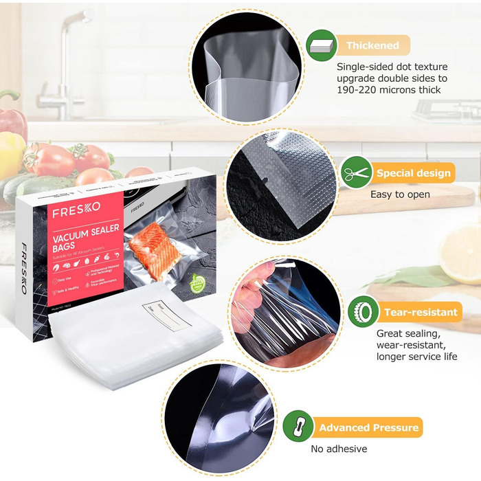 Вакуумні пакети 100 пакетів 15 x 25 см Fresko