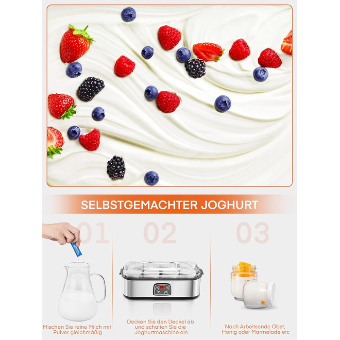 Йогуртниця з 8 баночками та кришками FOHERE